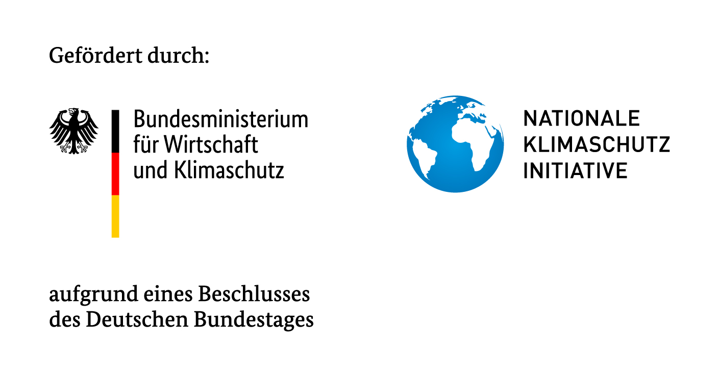 Logo Nationale Klimaschutz Initiative; gefördert durch: Bundesministerium für Wirtschaft und Klimaschutz aufgrund eines Beschlusses des Deutschen Bundestages